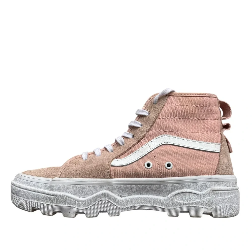 Vans Sentry Women 6.5 Pink Rose Suede Canvas Sk8 Hi Waffle Cup Platform Sneakers